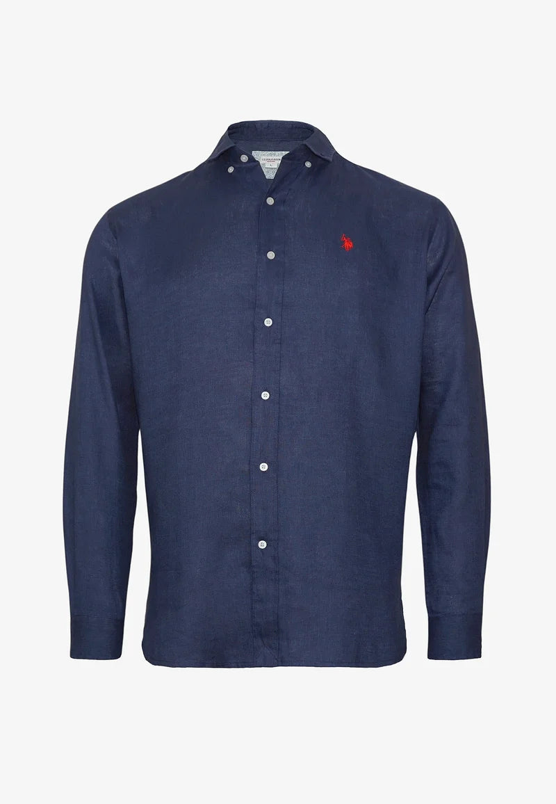 Chemise ALEN Slim fit Lin US polo bleu marine