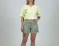 Short femme vert broderie