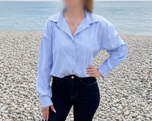 chemise rayé bleu coeur dentelle