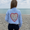 chemise rayé bleu coeur dentelle