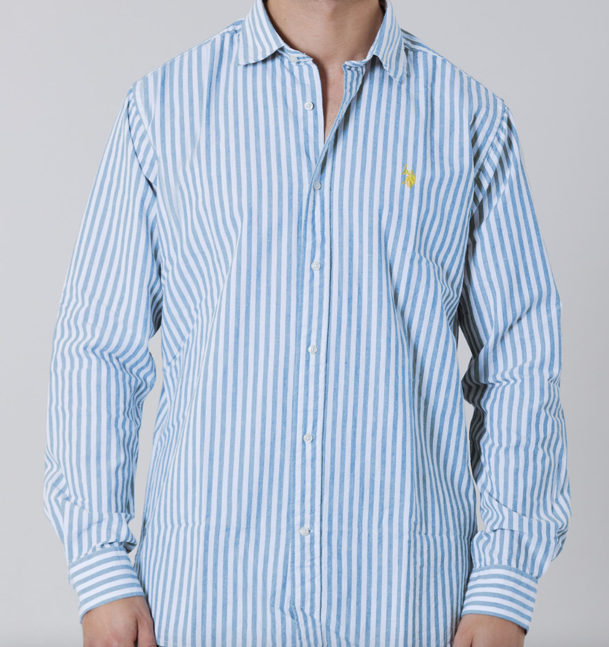 Chemise Ivor bleu rayé regular fit US Polo