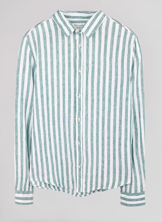 C-LINEN STRIPE FOREST GREEN TEDDY SMITH