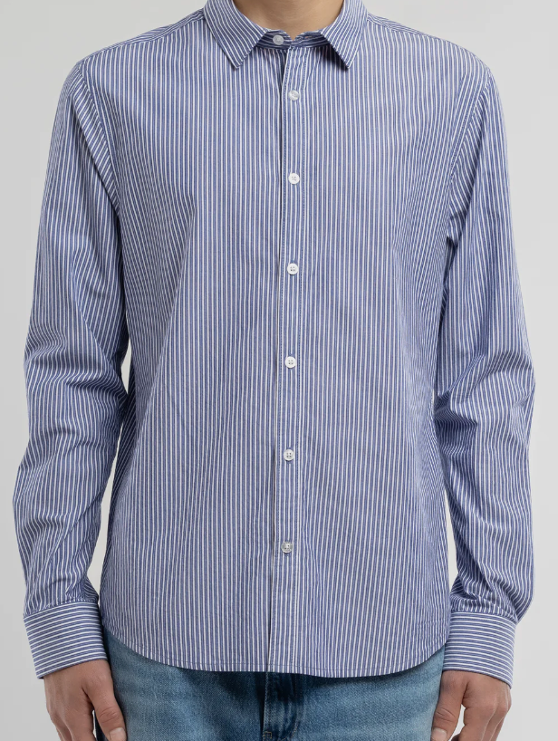 CHEMISE CARTON ML ESTATE BLUE RAYE BLANC TEDDY SMITH