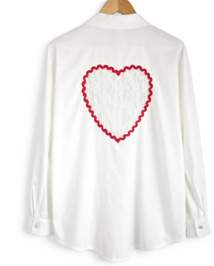 CHEMISE BLANCHE COEUR DENTELLE