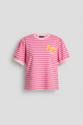 T-Shirt epais femme rose rayé bisous
