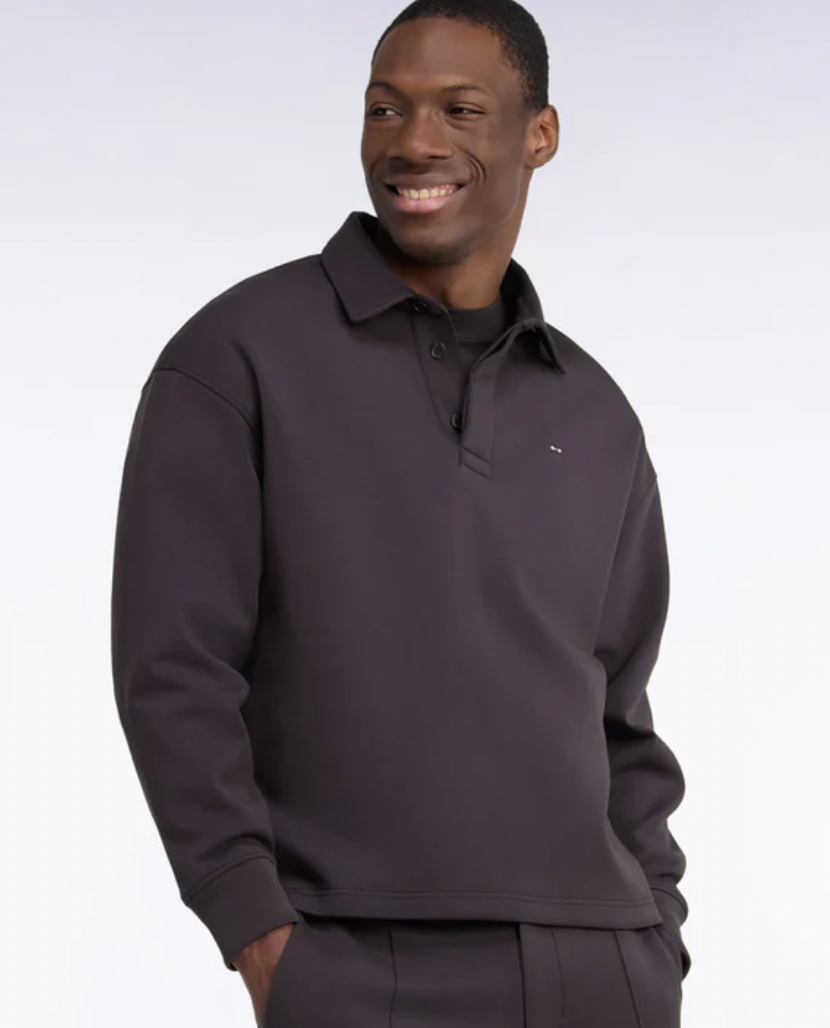 U BLA SWEAT L RUGBY COLLAR LOOSE FIT