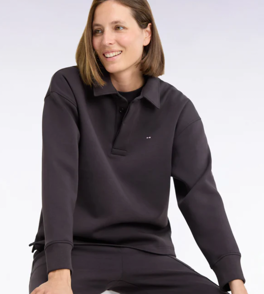 U BLA SWEAT L RUGBY COLLAR LOOSE FIT