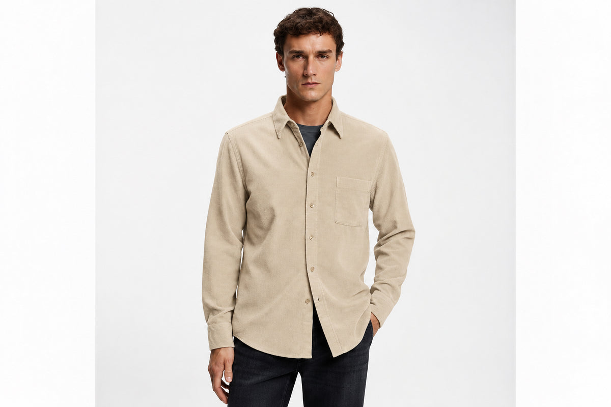 CHEMISE CÔTELÉ  VERT BOSS