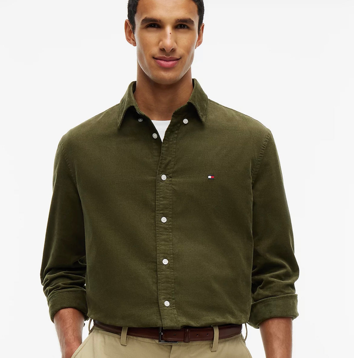 Chemise coupe standard en velours côtelé fin