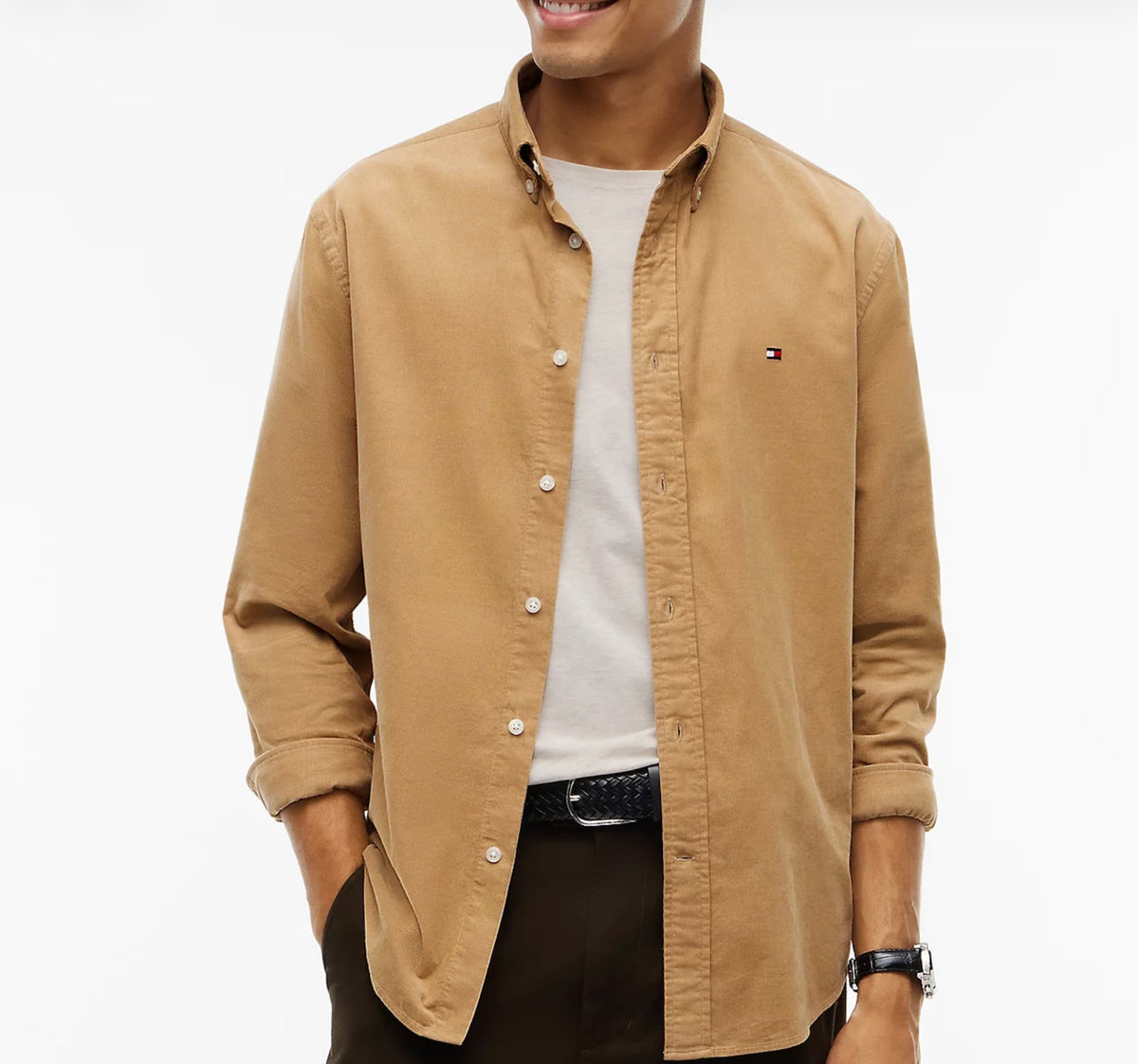Chemise coupe standard en velours côtelé fin