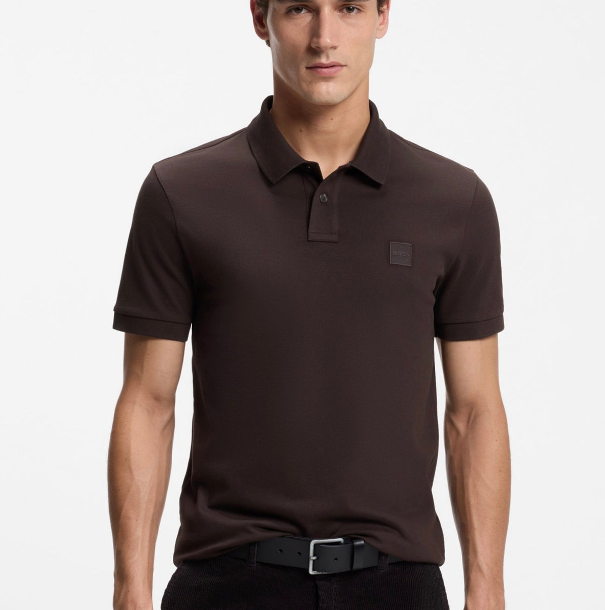 POLO SLIM EN COTON STRETCH À PATCH LOGO