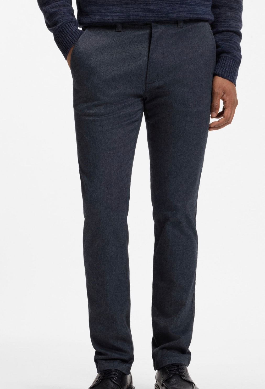CHINO SLIM EN TWILL DE COTON MÉLANGÉ MOULINÉ