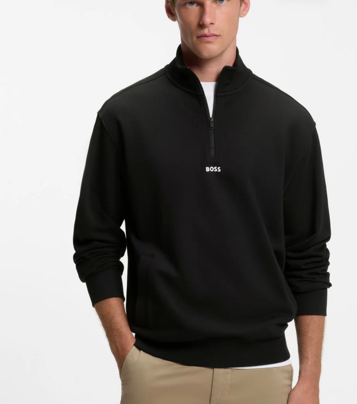 SWEAT EN MOLLETON DE COTON À FERMETURE ÉCLAIR COURTE