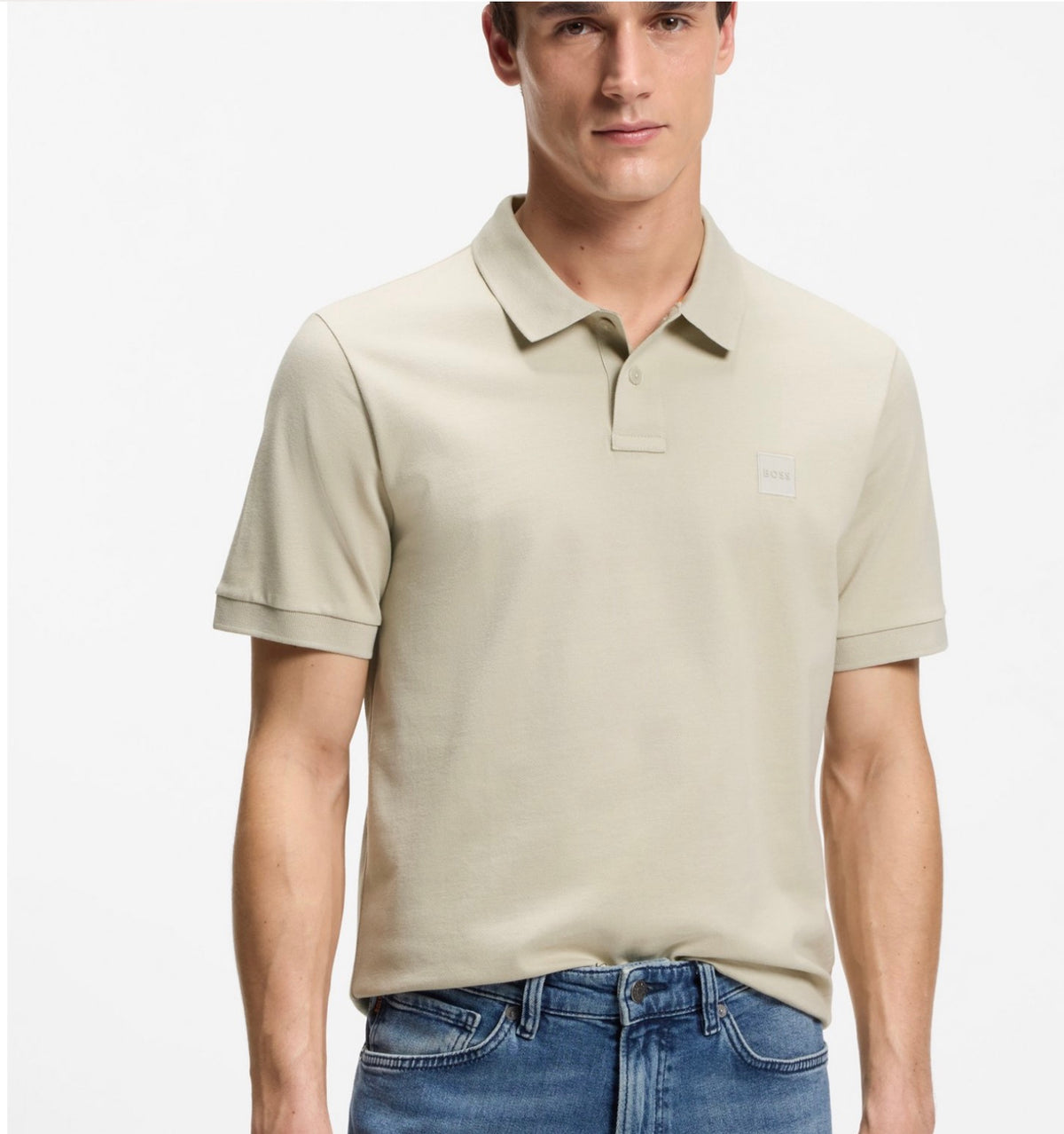 POLO SLIM EN COTON STRETCH À PATCH LOGO