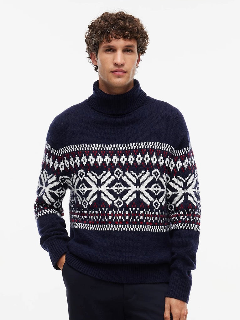 Pull Fair Isle en laine mélangée à col roulé