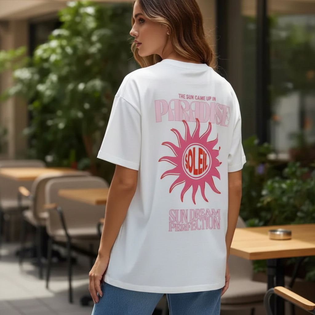 T-Shirt soleil blanc femme