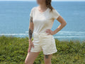 Short femme Ecru broderie