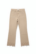 Jeans flared beige broderie