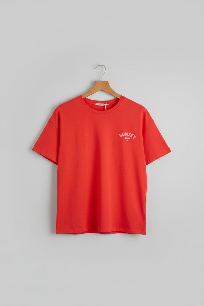 T-shirt sunset miami rouge