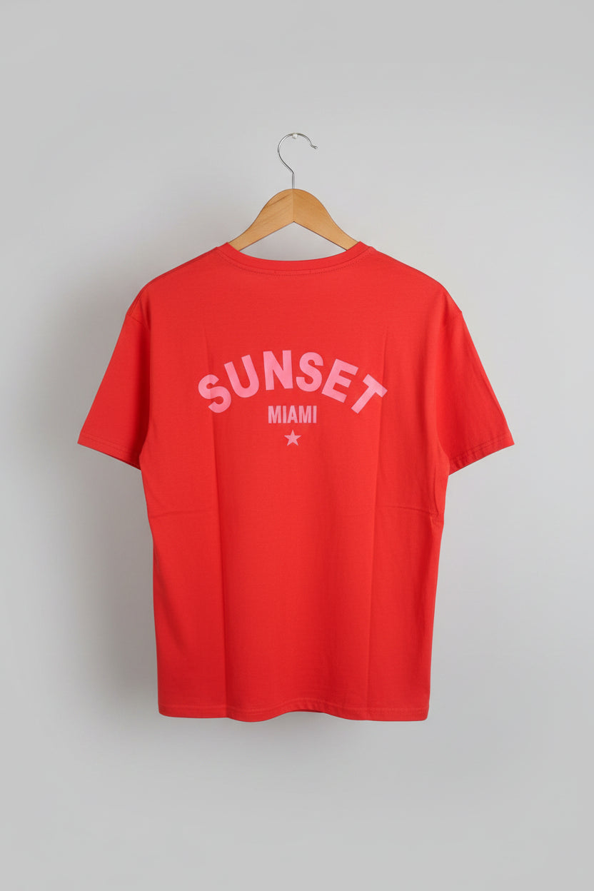 T-shirt sunset miami rouge