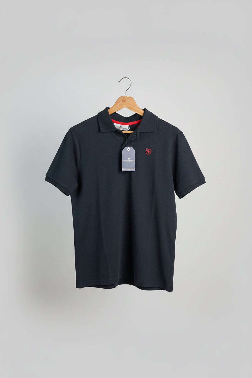 Polo American College Noir Logo AC