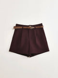 SHORT + CEINTURE AUBERGINE