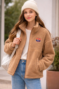 VESTE POLAIRE MARRON JUNIOR POHEME BEIGE