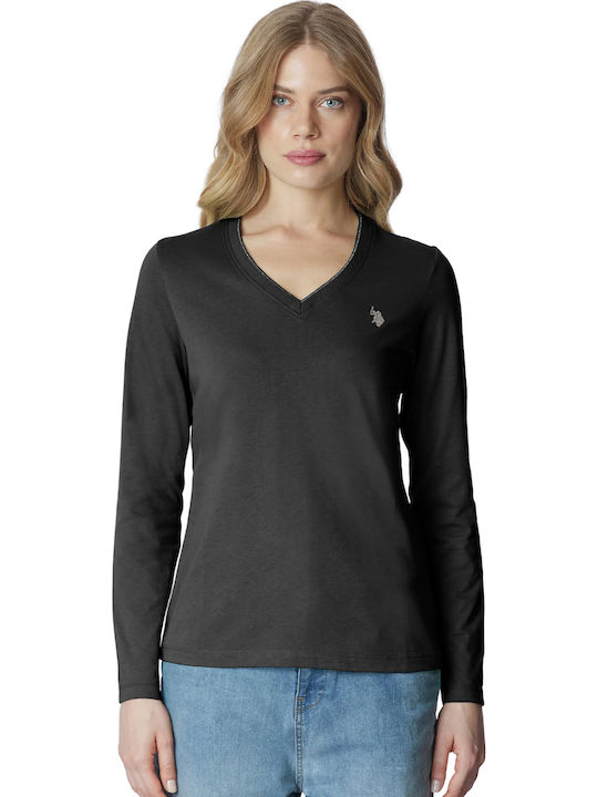 T-SHIRT MANCHES LONGUES US POLO FEMME BABS NOIR