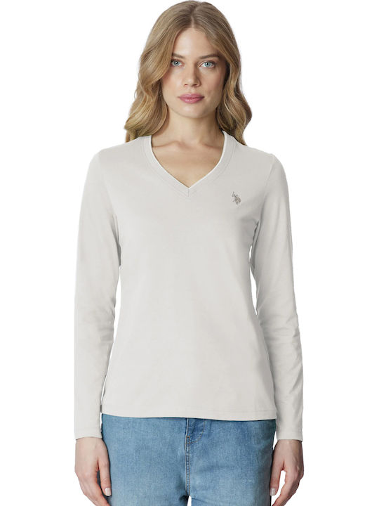 T-SHIRT MANCHES LONGUES FEMME US POLO BABS BLANC